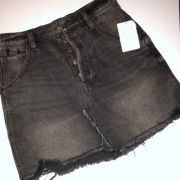 We The Free Dresses & Skirts - We the Free Size 27‎ Black denim distressed, vintage inspired, mini skirt.
